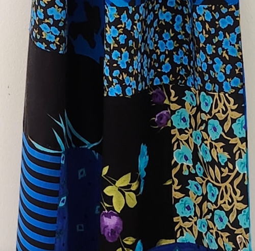 A. Collins, Scarf in Blue, Black & Torquoise, new and upcycled rayon and silk.