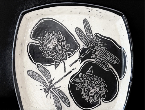 P.Twist, Dragonflys and Lily Pads, pottery