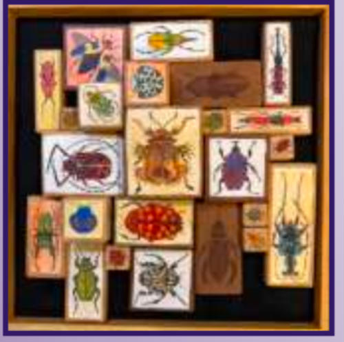 S.Dillon, John,Paul,George,Ringo, and Their Beetle Friends, painted blocks collage